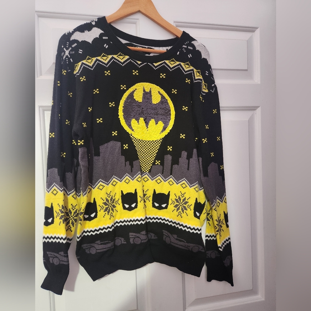 Reversible sequin Batman Holiday Sweater New with Tags